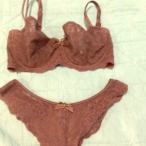 Chantelle black lace bra and panty set